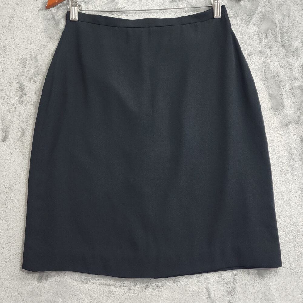 George‎ Skirt Womens L Black Pencil Lined Back Slit Preppy Office Straight Cut